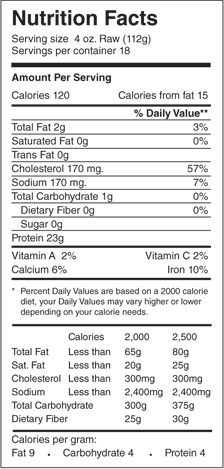 Red Sea Nutritional Info